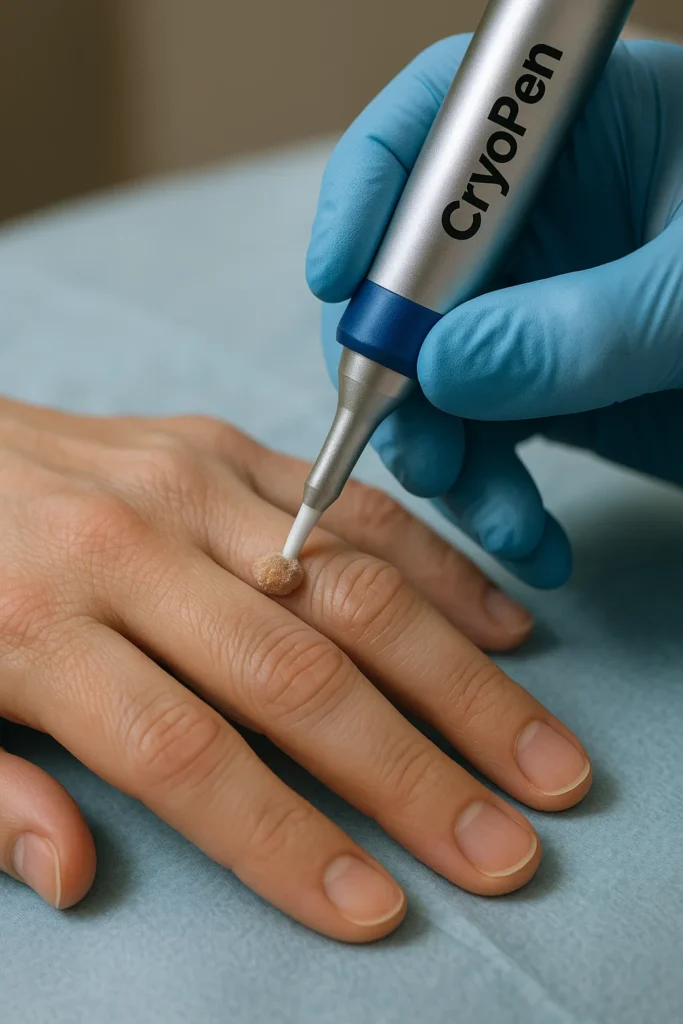 example of cryopen wart removal Colchester treatment on a persons finger
