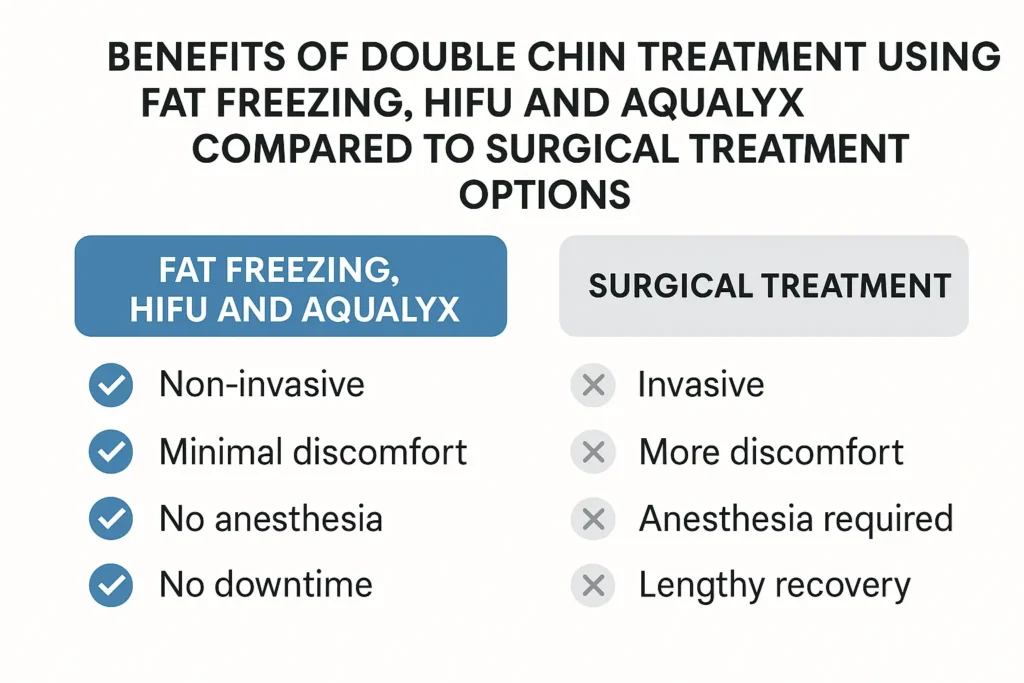 Graphic about the benefits of double chin treatment Colchester - from LA LIPO