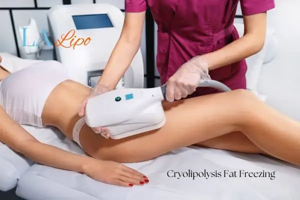Woman receiving coolsculpting Colchester treatment on her thighs